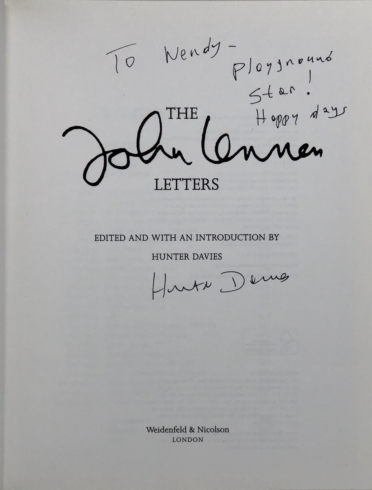 Edited and with an Introduction by Hunter Davies The John Lennon Letters
